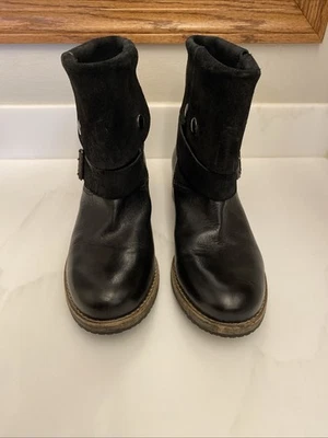 Clarks Volara Sky Moto Boots Fold Over Black Suede & Leather Ankle Size 8.5 NEW - Image 1 of 4