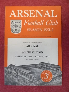 ARSENAL v SOUTHAMPTON | 1951/1952 | RESERVES | 20 OCT 1951 | UK FREEPOST - Picture 1 of 3
