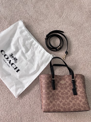 NUOVISSIMA Coach Mollie Tote Bag 25 in tela firmata oro abbronzatura con nero