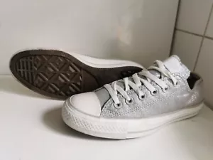 CONVERSE ALL STAR CT OX UK 5 EU 37.5 WOMENS SILVER WHITE FABRIC LOW TRAINERS - Picture 1 of 15