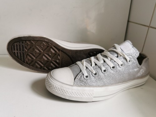 CONVERSE ALL STAR CT OX UK 5 EU 37 5 SCARPE DA GINNASTICA BASSE DONNA TESSUTO BIANCO ARGENTO