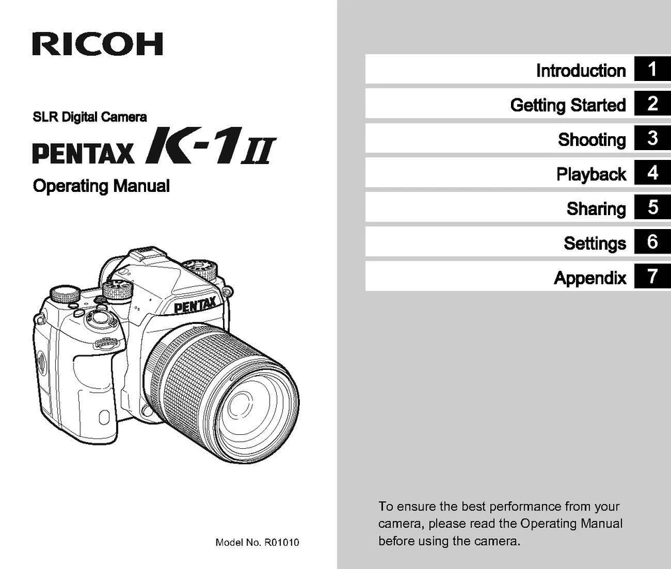 PENTAX K1 mkII PRINTED INSTRUCTION MANUAL USER GUIDE 143 PAGES A5 - Image 1 of 1