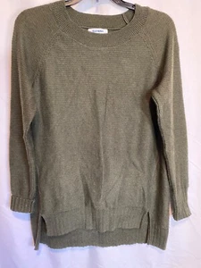Old Navy Sweater Women Sz S Olive Green Ribbed Staggered Hem Pullover Round Neck - Picture 1 of 20