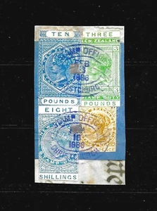 Various 1882 New Zealand Stamp Duty, QV , Postal Fiscals, On Paper, FU - Picture 1 of 2