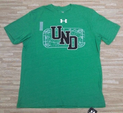 North Dakota Hockey UND Rink Under Armour Shirt ~ Men's Large L ~ Green - Image 1 of 4