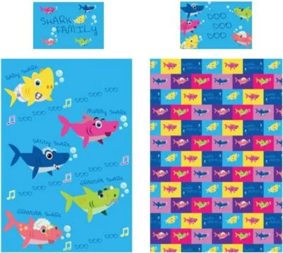 Juego de ropa de cama reversible Shark Family Junior 120x150 cm Foto 1 de 3