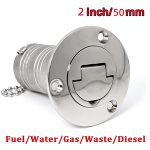 Boat Marine 2" Keyless Cap Gas Fuel Tank Deck Fill Filler 316 Stainless - Picture 1 of 9