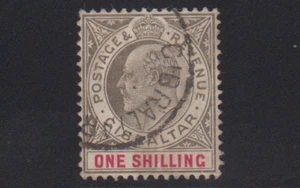 Gibraltar Scott #57 (SG #61) One Shilling KEVII gebraucht sehr guter Zustand - Bild 1 von 2