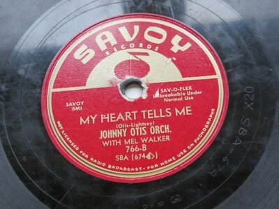 JOHNNY OTIS 1950  USA 78      ROCKIN BLUES   /  MY HEART TELLS ME     SAVOY  766 - Image 1 of 4