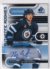 2022-23 UD SP GAME USED AUTHENTIC ROOKIES BLUE AUTO #151 JETS MICHAEL EYSSIMONT