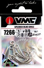 VMC Inline Einzelhaken 7266, verzinnt, für Kunstködern, Größen 1/0 - 9/0 Inliner