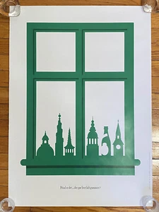⭐️ Vintage 1985 Tuborg Beer Advertisement Poster Peter Wibroe Copenhagen Skyline - Picture 1 of 4