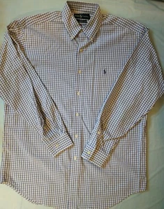 Ralph Lauren Herren Hemd Gr. M Medium Langarm Blau Weiß Kariert Kleid Pony - Bild 1 von 8