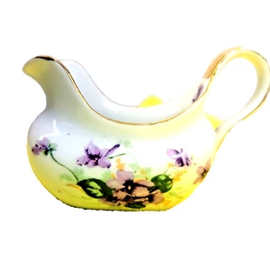 Lefton China Creamer Puple VIOLETS Violet Small Handpainted Gold Verge - Picture 1 of 13