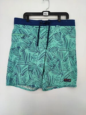 Patagonia Men's Blue Palms Print Unlined Swim Trunk Shorts Size 38 - Image 1 of 4