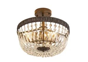 NEW Parrot Uncle 14" 3 Light Brushed Black Semi Flush Mount Crystal Chandelier. - Picture 1 of 3