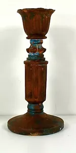 HD78 CANDLESTICK 5.50" TALL BROWN ANTIQUED VERDIGRIS FINISH NICE HOLIDAY GIFT   - Picture 1 of 1