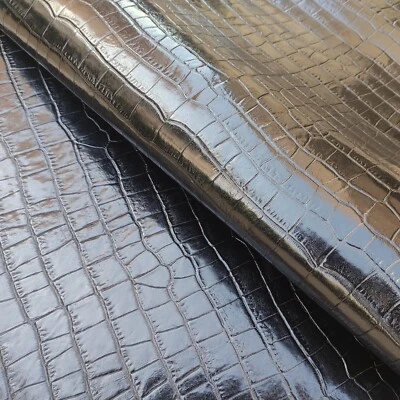 Marrón oscuro veg bronceado fino italiano vachetta cocodrilo cuero canguro en relieve Foto 1 de 4