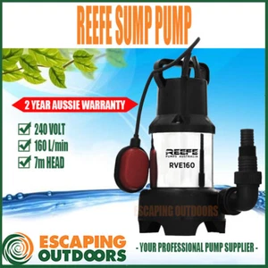 Submersible Vortex Sump Pump 160L/min 7m hd GREY WASTE WATER Reefe EUROPEAN MADE - Picture 1 of 2