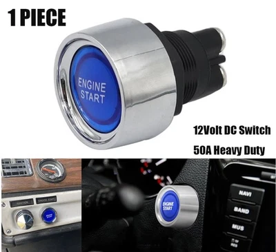 1*Universal Engine Start Switch 12V DC 50A Car Ignition Starter Push Button Blue - Image 1 of 4