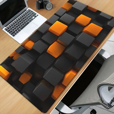 Alfombrilla de ratón 40*90 cm 1 pieza patrón cubo 3D negro y naranja, teclado accesorio para juegos Foto 1 de 4