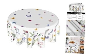 Spring Flower Round Tablecloth Spring 60"Round Spring Watercolor Wildflower - Picture 1 of 7