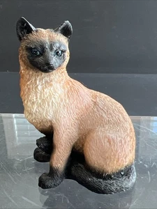 Vintage Harz Miniatur Mini Siamkatze Figur 3”x2” blaue Augen Schmuckstück - Bild 1 von 8