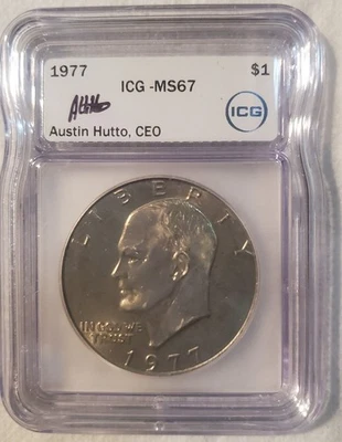 1977 Eisenhower Dollar ICG-MS67  Rare Grading Wholesale 1.2K-1.8K - Image 1 of 4