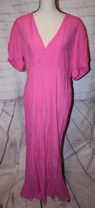 Maxi abito donna A New Day maniche a sbuffo scollo a V profondo rosa rayon taglia XL - Foto 1 di 3