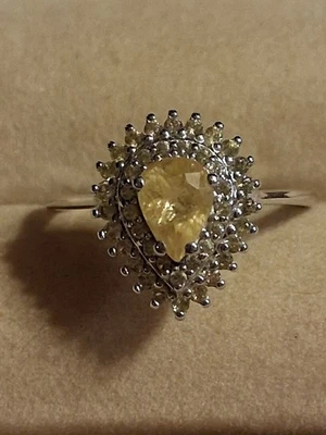 Natural Sapphires 1-7x5mm, 14K White Gold Plate Sterling Silver 925, size 8.5 - Image 1 of 4