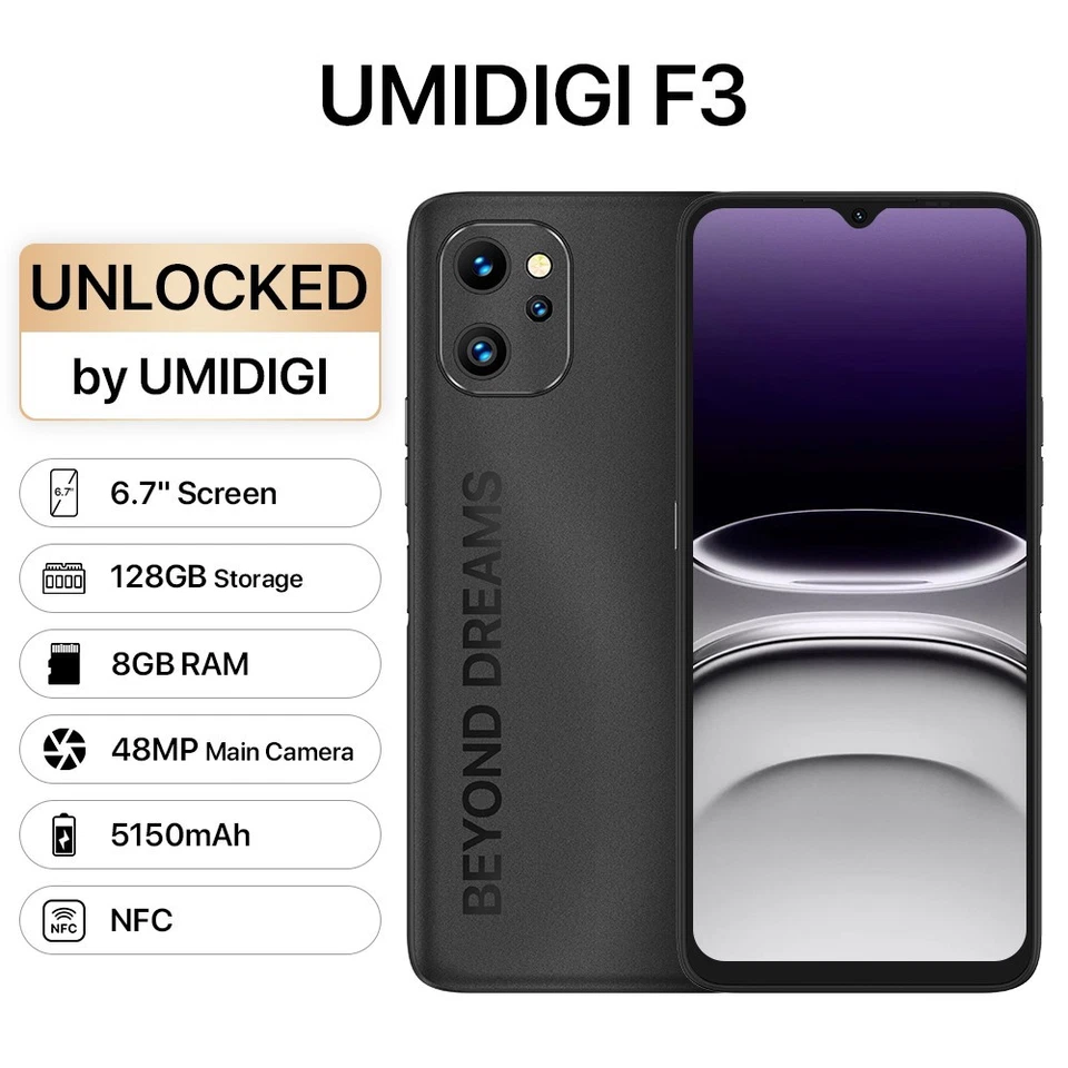 UMIDIGI F3 8GB+128GB 48MP NFC Octa Core 5150mAh Unlocked Android Smartphone New - Image 1 of 4