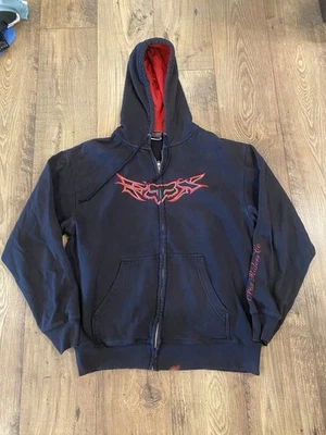 Moletom com capuz vintage Y2K Fox Racing zíper completo masculino grande tribal patch tatuagem - Imagem 1 de 4