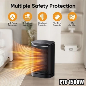 Electric Ceramic Small Space Heater Portable Heaters Fan Adjustable with Remote - Picture 1 of 22