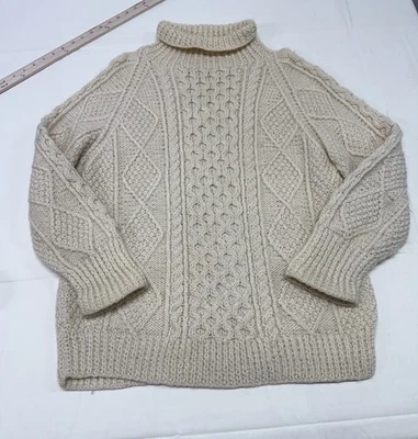 Suéter de Colección Carraig Aran Para Hombre Tejido con Cable Medio Lana Pescador Irlanda Blanco Foto 1 de 4