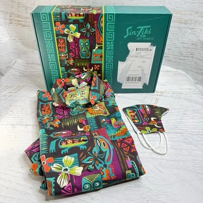 JEFF GRANITO Sin-Tiki TEA TIMER Womans Hawaiian Shirt plus 3X matching Face Mask - Image 1 of 4