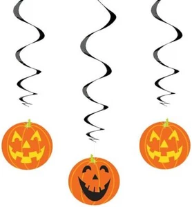 Recortes de remolino colgantes de 26" calabaza Halloween Jack O'Lantern calabaza 3 piezas - Imagen 1 de 4