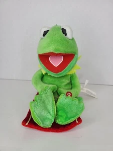 Muppets KERMIT THE FROG ANIMATED MUSICAL PLUSH SLED Christmas GEMMY Missing Hat - Picture 1 of 11