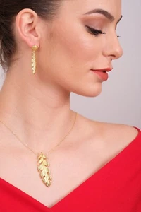 Women Jewelry Set | EliPOT ROMANCE Gold Plated Necklace & Earrings Jewelry Set - Picture 1 of 6