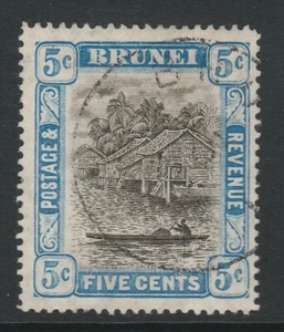 Brunei 1907 5c Grey-black & blue SG 27 Fine used. - Picture 1 of 2
