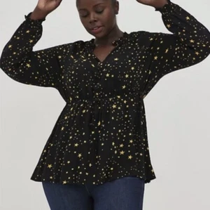 Torrid Black And Gold Star Print Blouse Torrid Size 0 - Picture 1 of 9