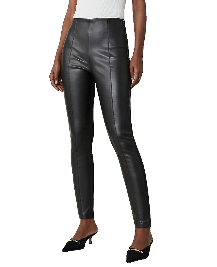 NUEVO CON ETIQUETAS ANN TAYLOR Leggings Cuero Sintético Costuras Talla Petite 6 Foto 1 de 1