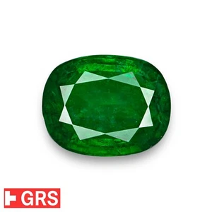 GRS Certified PANJSHIR Emerald 5.02 Ct. Natural ROYAL GREEN Cushion EXCEPTIONAL - Picture 1 of 8