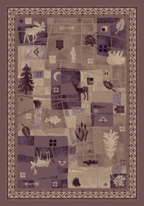 Milliken Red Contemporary Trees Nature Print Deer Trail Light Amethyst - Picture 1 of 9