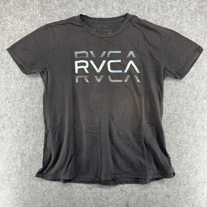 RVCA Shirt Mens L Large Black Short Sleeve Cotton Casual Crew Neck - Picture 1 of 3