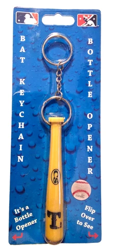 TEXAS RANGERS MINI BASEBALL BAT KEYCHAIN KEY RING WITH BOTTLE OPENER MLB Cover