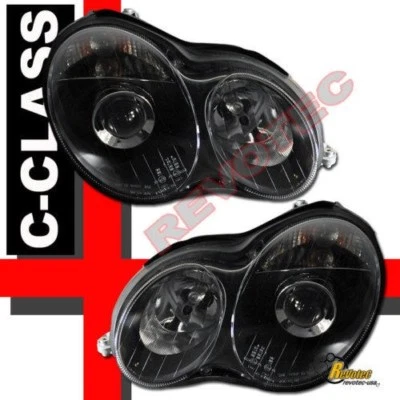 2001-2007 Mercedes Benz W203 C Class C230 C240 C320 Black Projector Headlights - Image 1 of 2