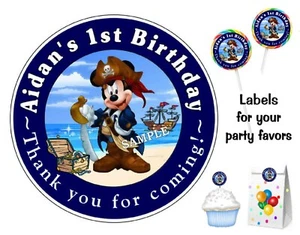 LA FIESTA DE CUMPLEAÑOS DE MICKEY MOUSE PIRATA FAVORECE LAS ETIQUETAS DE PEGATINAS - Imagen 1 de 1