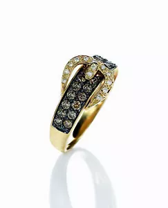 LeVian 14K Yellow Gold G-H SI1 Chocolate Diamond 0.72 cts Ring Size 9.5 - Picture 1 of 5