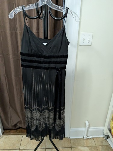 VALENTINO Abito Ann Taylor Loft Cocktail Party Sera Nero Petite Taglia 0P Nuovo Con Etichette