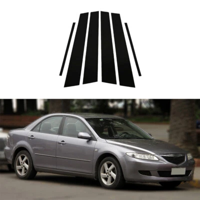 For Mazda 6 Sedan 2003-2007  Pre-facelift Window Decal Pillar Posts Glossy Black - Image 1 of 4